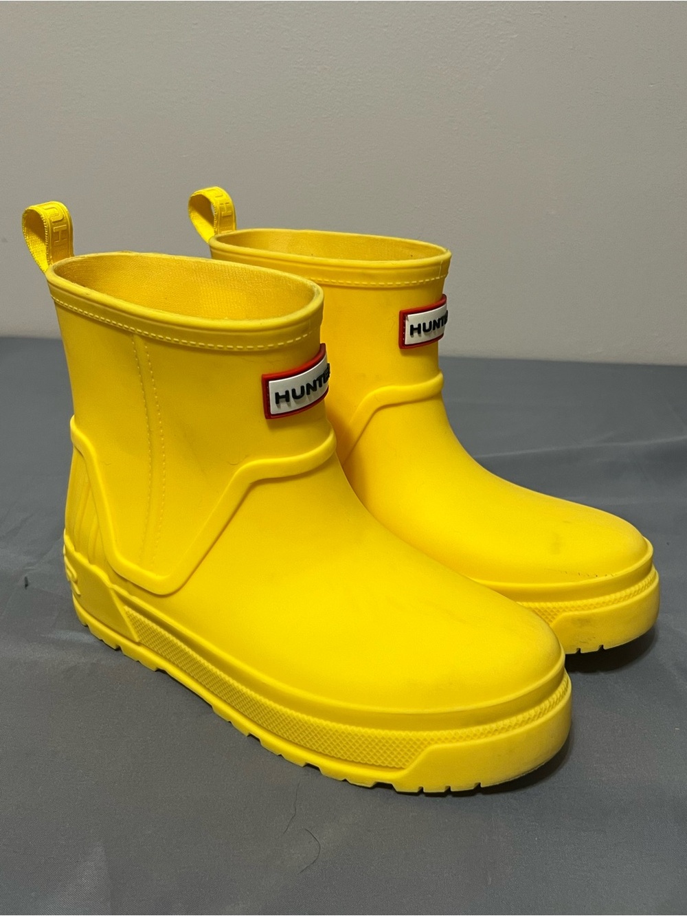 HUNTER ORIGINAL BACK ADJ SHORT RAIN BOOTS YELLOW WOMEN'S SIZE US 4 EU 36 UK 3